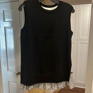 ADEAM Black Sleeveless Sweater with Ruffle Hem